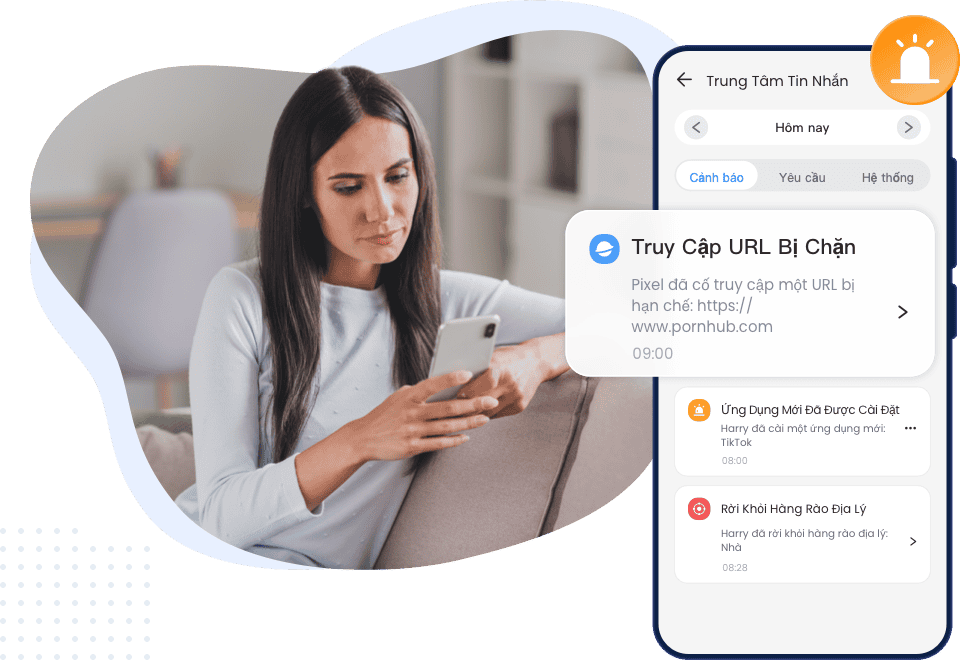 AirDroid Parental Control có thể Nhận cảnh báo khi truy cập URL bị giới hạn